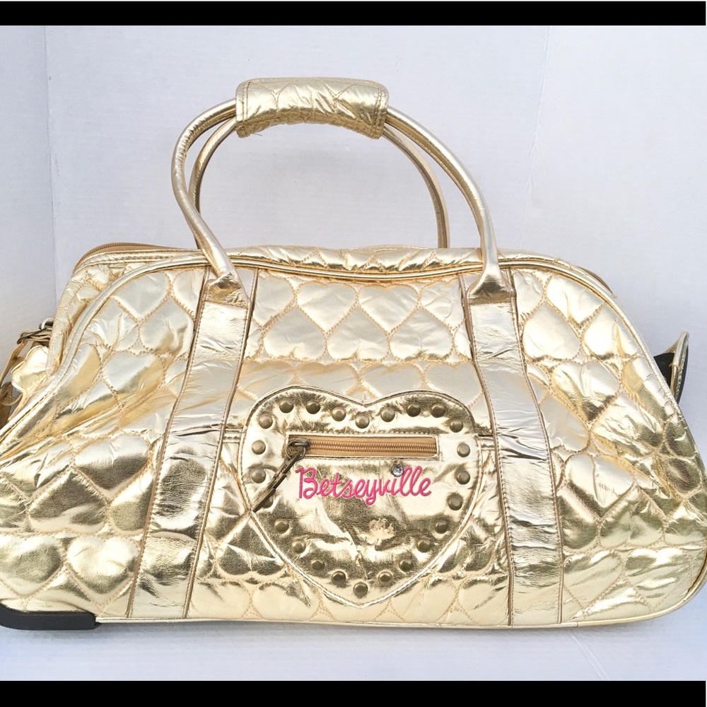 Betsey Johnson Betseyville Gold Lame Duffle Bag